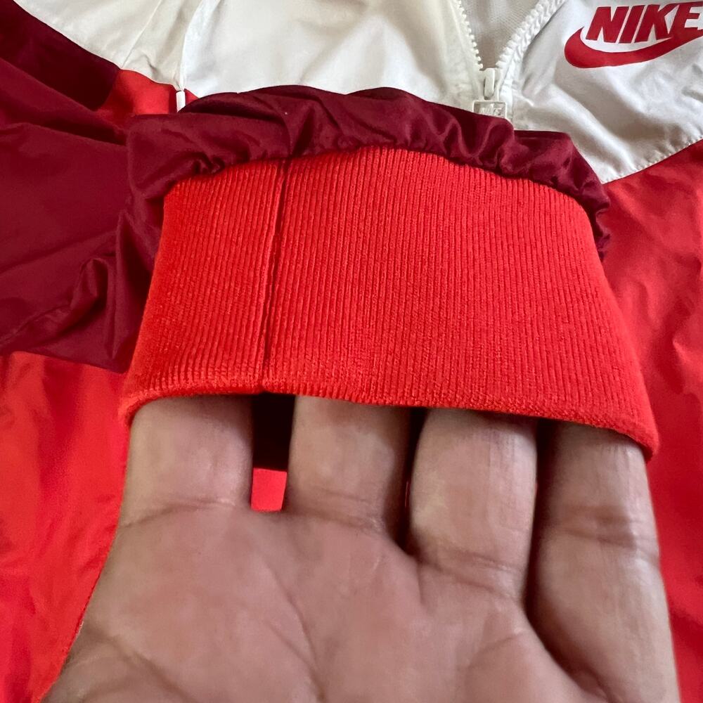 Nike Windrunner Hooded Windbreaker Jacket Red White Burgundy Small - Picture 8 of 16